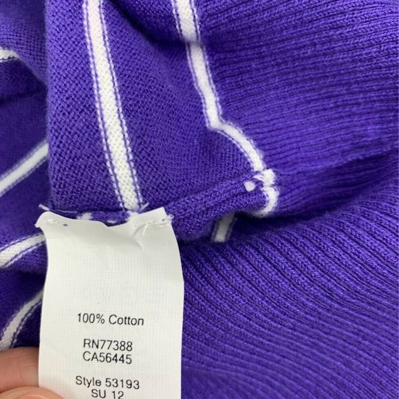 J.Crew Pullover Sweater Purple Striped V Neck Sz S - Picture 4 of 6